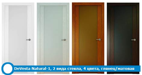 Двери DeVesta Natural-1 (2 типа стекол, 4 цвета, глянец / матовая)