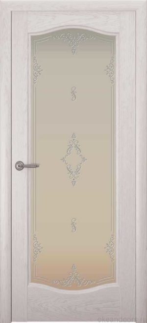 Двери Океан Аврора (дуб белый жемчуг), стекло белое