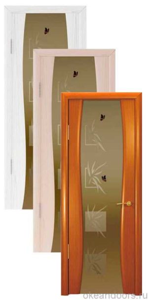 Коллекция дверей Океан Буревестник-2 "Бабочки" (10 цветов) с бронзовым широким стеклом