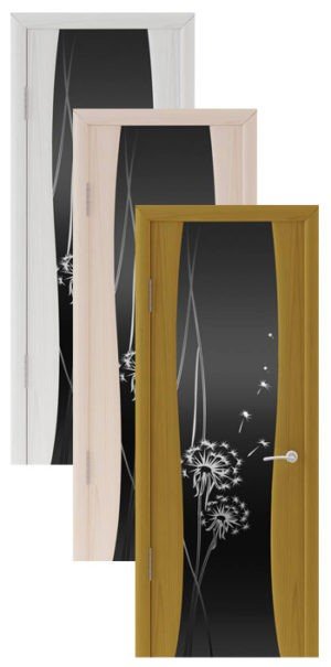 Коллекция дверей Океан Буревестник-2 "Одуванчик" (10 цветов, черное стекло)