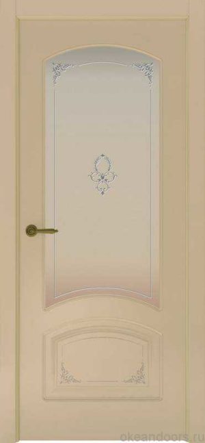 Дверь Provence 4 Flora (слоновая кость, стекло белое)