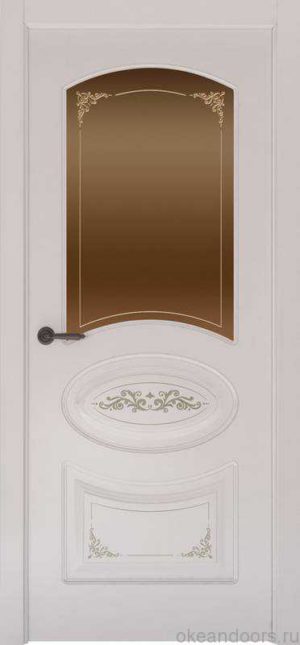 Дверь Provence 1 Flora (белая эмаль, стекло бронзовое Виола)