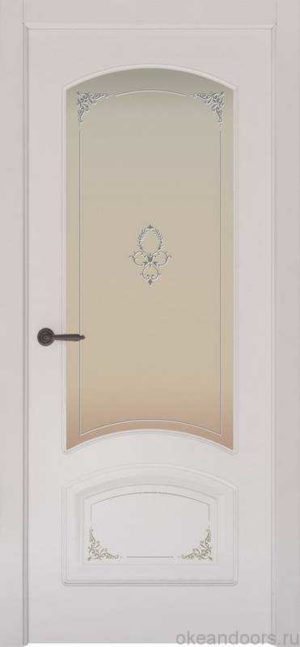 Дверь Provence 4 Flora (белая эмаль, стекло белое)