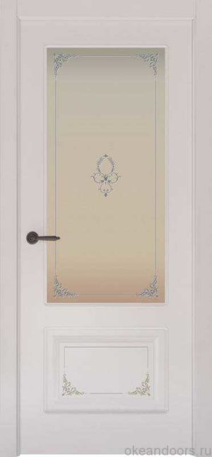 Дверь Океан Provence 2 Flora (белая эмаль, белое стекло)