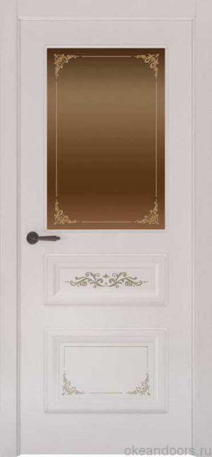 Дверь Океан Provence 3 Flora (белая эмаль, бронзовое стекло)